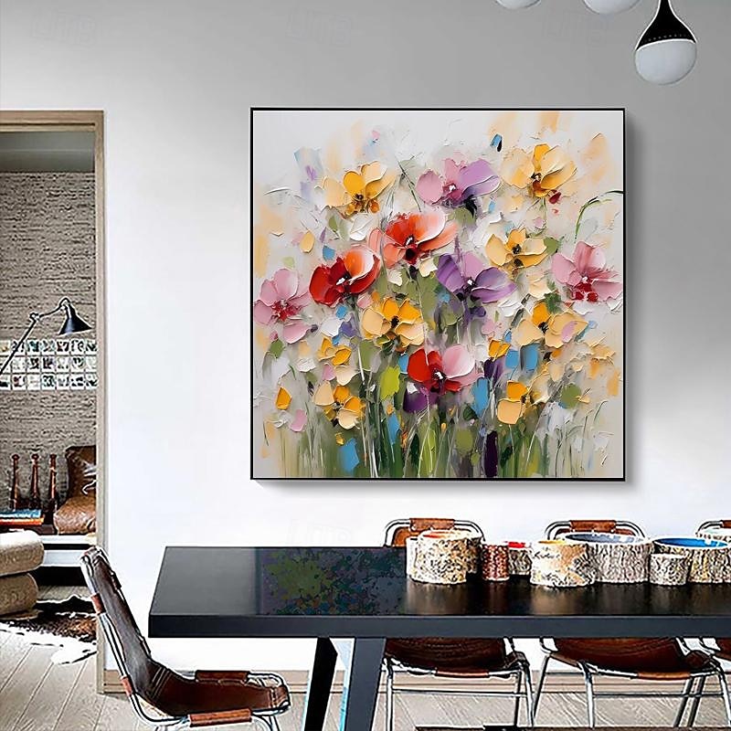 Impressionism Abstract Palette Knife flowers wall art Hand painted 3D Floral Painting Handmade Colorful 3D Textured Paintings Modern Decorative Paintings No Frame3