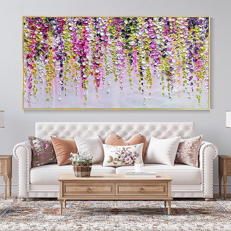 Hand painted Abstract Floral Texture Canvas Oil Painting handmade Colorful Wall Decor Art painting Modern Landscape Painting for Living Room Decor Oil Painting canvas decoration4