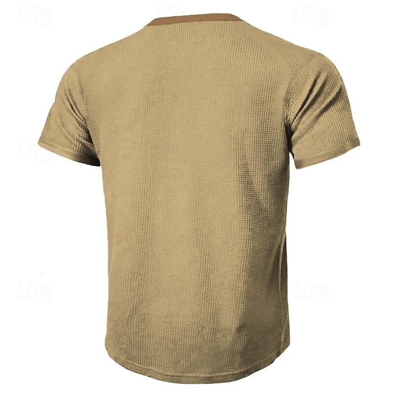 Funny Slang Act My Age Men's Casual 3D Print Waffle T shirt Tee Henley Shirt Sports Outdoor Casual Holiday T shirt Blue Green Khaki Short Sleeve Henley Shirt Spring & Summer Clothing2