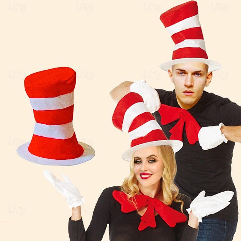 The Cat in the Hat Cosplay Cosplay Costume Gloves Hat Cosplay Movie Cosplay for Men's Women's Adults' Carnival Masquerade - Main Image