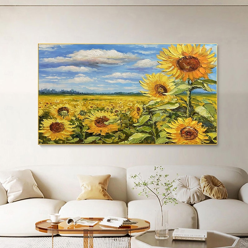 Handmade Original sunflower Oil Painting On Canvas Wall Minimalist art Art Painting scenery for Home Decor With Stretched Frame/Without Inner Frame Painting2