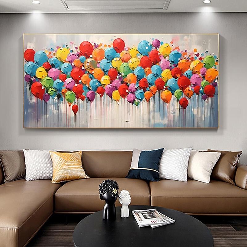 100% Handmade Modern Abstract Color Balloon Oil Painting On Canvas Home Decor For Living Room As Gift No Frame3