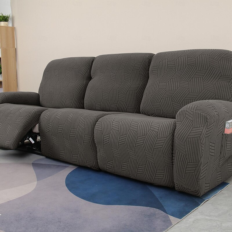 Stretch Recliner Chair Sofa Couch Cover with Pocket for 1/2/3/4 Seats Sofa,Non Slip Soft Sofa Slipcover, Washable Spandex Jacquard Reclining Furniture Protector for Kids, Pets4