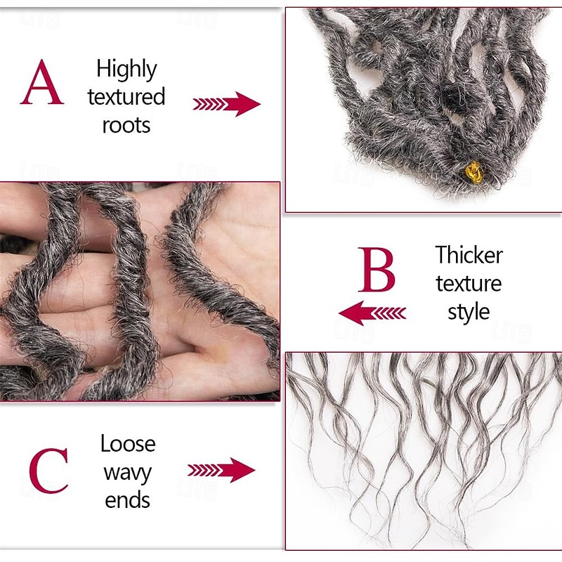 Faux Locs Crochet Hair 18Inch Goddess Locs Crochet Hair 6Packs Grey Locs Crochet Hair Soft Locs Curly Ends Dreadlock Crochet Locs Synthetic Crochet Braids4