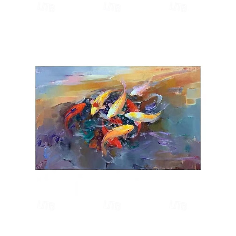 Colorful Koi Fish Oil Painting on Canvas Hand painted Original Ocean Seascape Painting Abstract Natural Landscape Living Room Decor Wall Art3