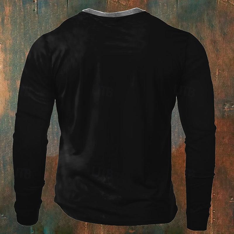 St Patrick St Paddy Shamrock Men's Casual Fashion Retro Vintage 3D Print T shirt Tee Henley Shirt Sports Outdoor Holiday Going out St. Patrick T shirt Black Red Brown Long Sleeve Henley Shirt2