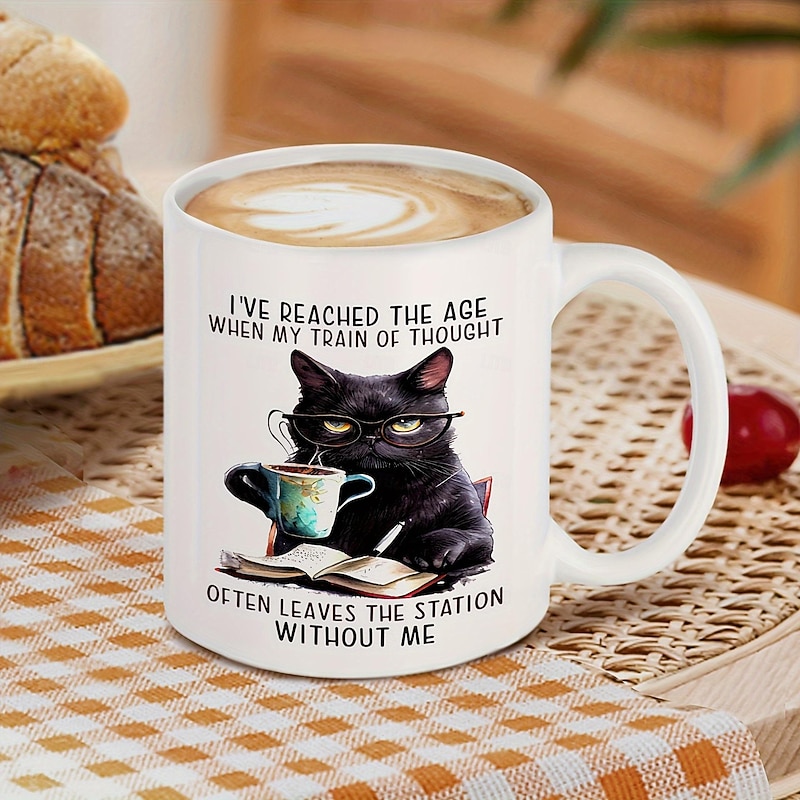 1pc Cat And Book Coffee Mug Ceramic Coffee Cups I've Reached The Age Water Cups Summer Winter Drinkware Birthday Gifts Holiday Gifts Thanksgiving Gifts Christmas Gifts2