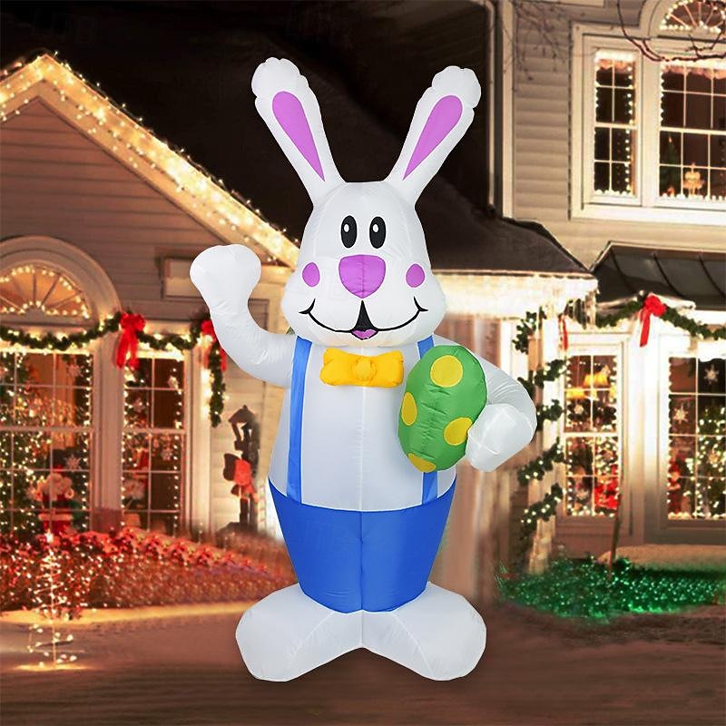 Cartoon Inflatable Model 1.9m Easter Inflatable Bunny Led Lights Holiday Venue Decoration