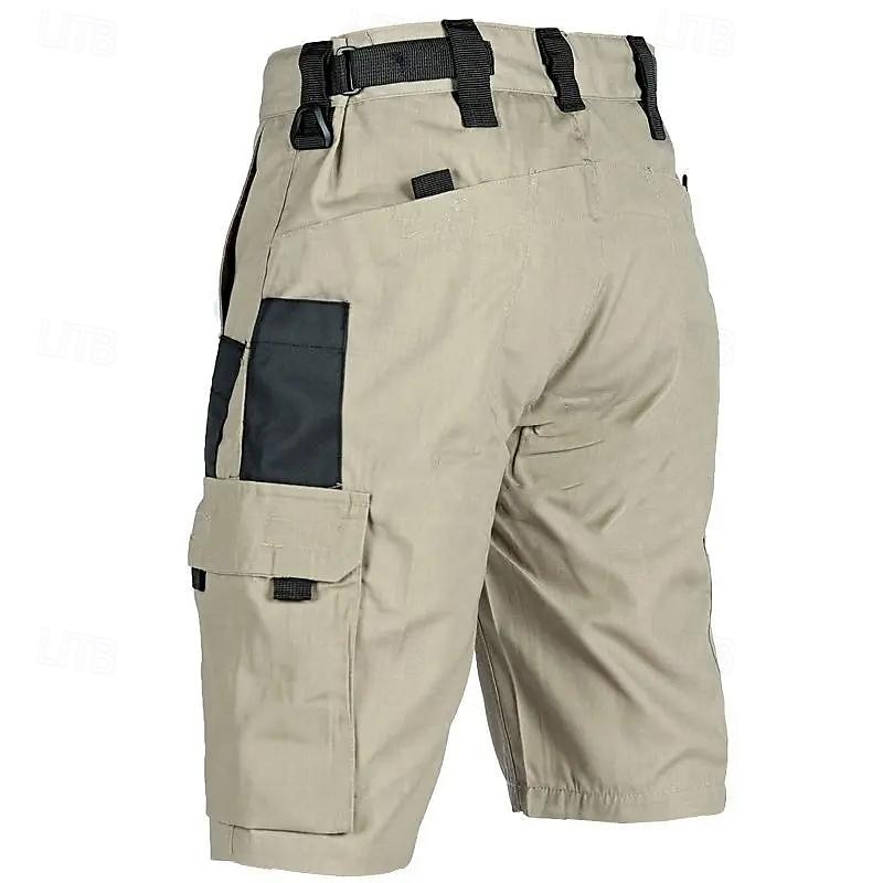 Men's Tactical Shorts Cargo Shorts Shorts Buttons Multi Pocket Color Block Comfort Wearable Short Casual Daily Holiday Fashion Classic Black Green2