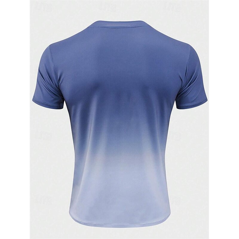 Men's T Shirt Sports T-Shirt Crew Neck Short Sleeve Vacation Sports & Outdoor Casual Daily Gym Quick dry Breathable Gradient Yellow Red Activewear Polyester Fashion Basic2