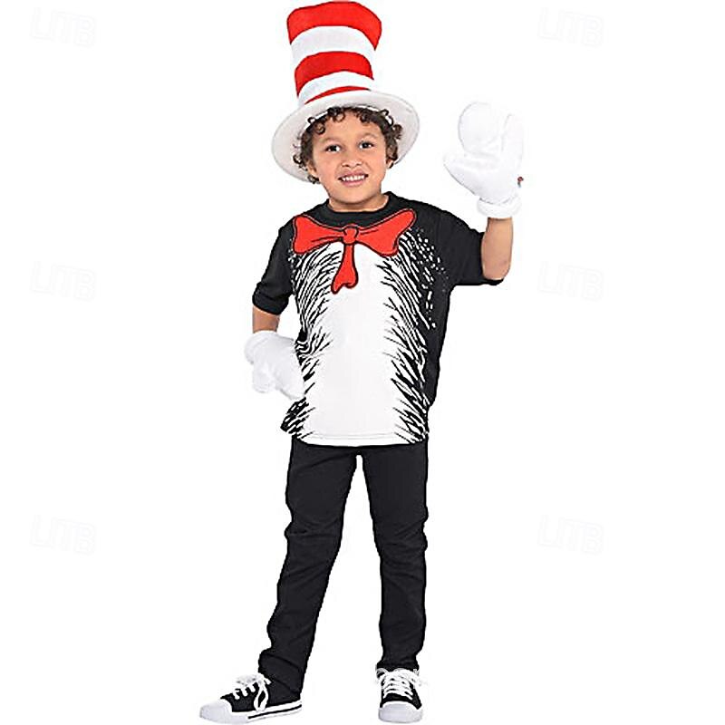 The Cat in the Hat Cosplay Cosplay Costume Outfits Cosplay Movie Cosplay for Boys Girls' Kid's Carnival Masquerade2
