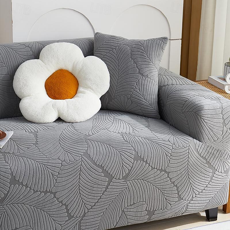 Grey Stretch Sofa Cover Sofa Slipcovers Soft Durable Couch Cover 1 Piece Spandex Jacquard Washable Furniture Protector fit Armchair Seat/Loveseat/Sofa/XL Sofa