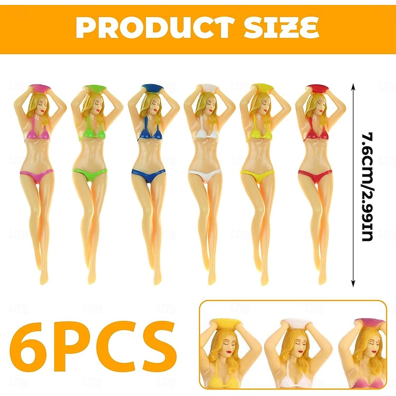 6pcs Naked Lady Golf Tees Colored Bikini Woman Golf Tees Plastic Tee Plastic Lady Golf Tee Divot Tool3