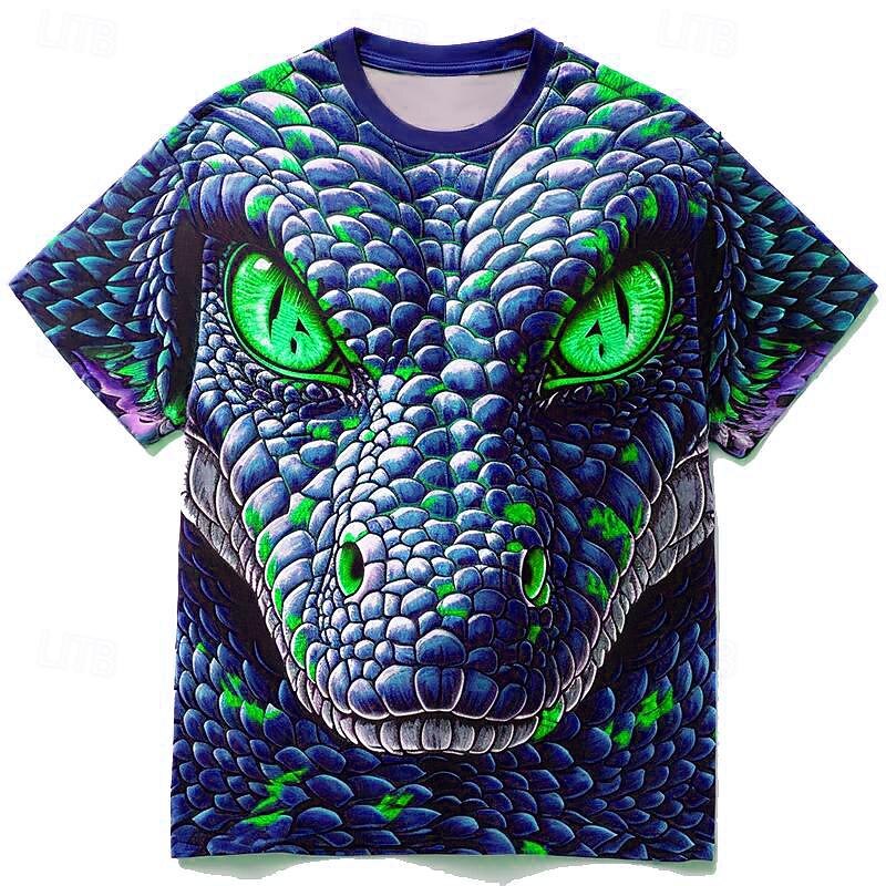 Men's Graphic Animal Dinosaur T Shirt Short Sleeve T shirt 3D Print Crew Neck Shirt Daily Designer Subculture Sports Outdoor Holiday Going out Brown Green Dark Blue Spring & Summer Clothing Apparel S2