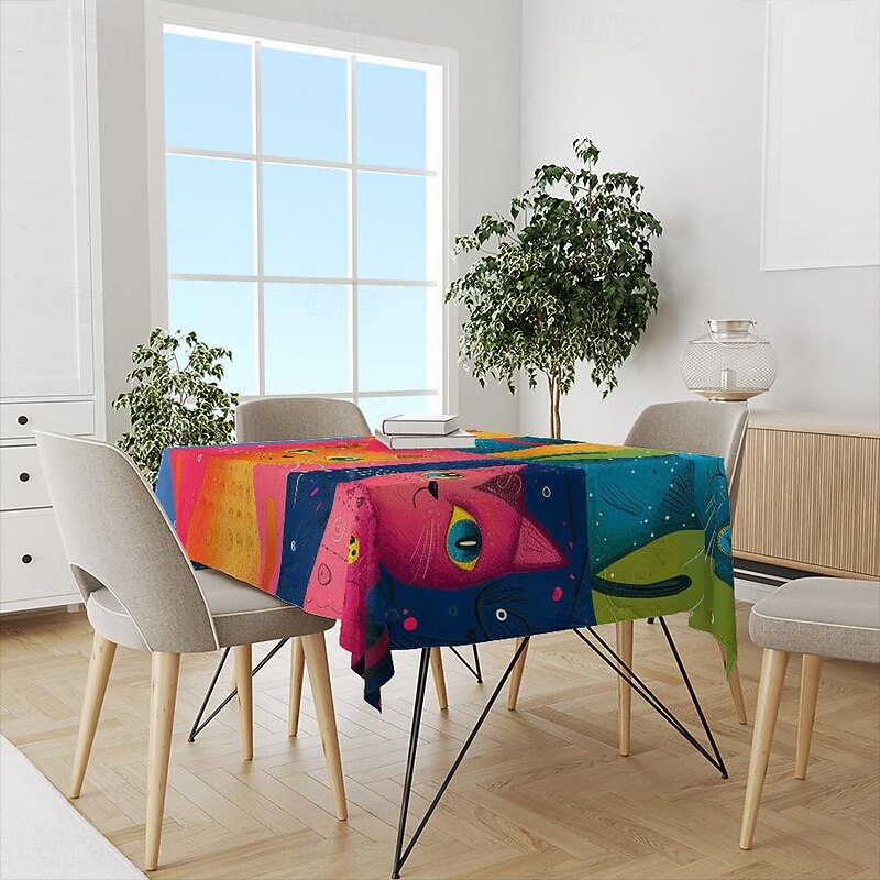 Animal Tablecloths for Family Gathering, Dining Table3