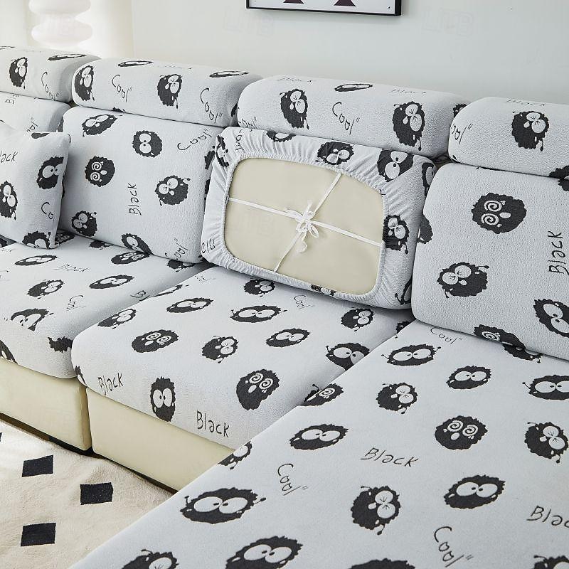 Magic Sofa Cover Stretch Velvet Sofa Seat Couch Cushion Slipcovers, Anti-Slip Furniture Protector for Sectional 1/2/3/4 Seat Cover,L Shape Sofa Covers, Chaise Lounge Sofa Slipcover 17