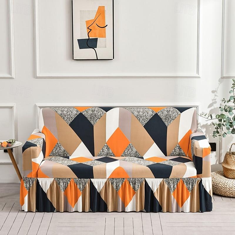 Floral Printed Sofa Cover Stretch Slipcovers with Skirt,Soft Durable Couch Cover 1 Piece Spandex Fabric Washable Furniture Protector fit Armchair Seat/Loveseat/Sofa/XL Sofa/L Shape Sofa 16