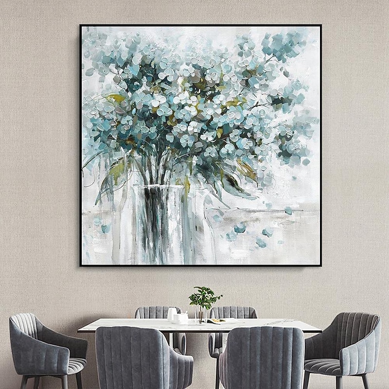 Handmade Oil Painting Canvas Wall Art Decoration Modern Little Fresh Style Flowers Plants Dining Room Square for Home Decor Rolled Frameless Unstretched Painting