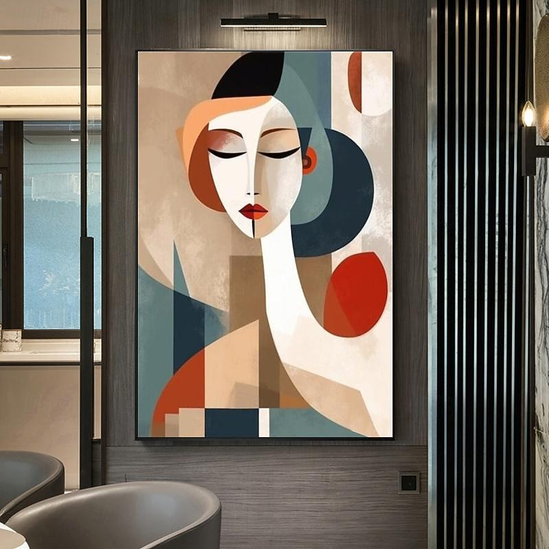 Handpainted Abstract Picasso style geometry girl Canvas Wall Art Modern Canvas Painting Home Wall Living Room Decor No Frame2