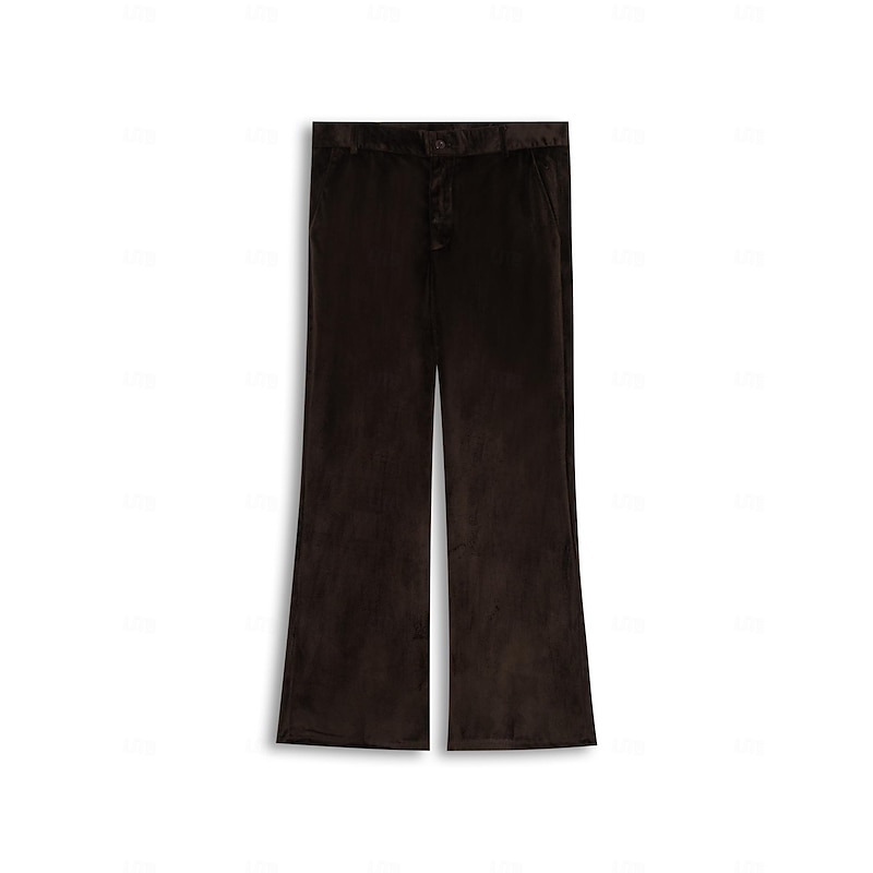Men's Dress Pants Flared Pants Bell Bottom Trousers Suit Pants Front Pocket Plain Comfort Business Daily Holiday Fashion Chic & Modern Yellow Brown2