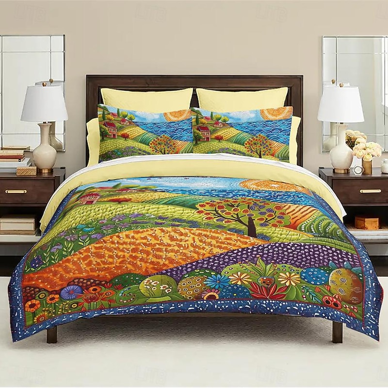 Landscape Pattern Duvet Cover Set Set Soft 3-Piece Luxury Cotton Bedding Set Home Decor Gift Twin Full King Queen Size Duvet Cover3