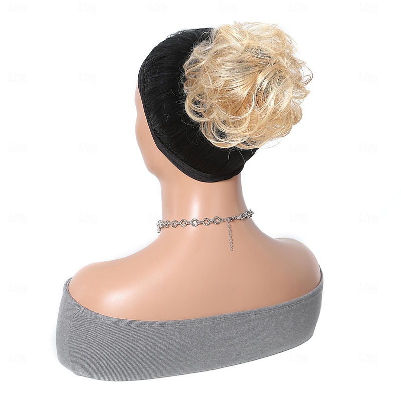 chignons Hair Bun Synthetic Hair Hair Piece Hair Extension Wavy Bouncy Curl Party Daily Daily Wear Blonde4