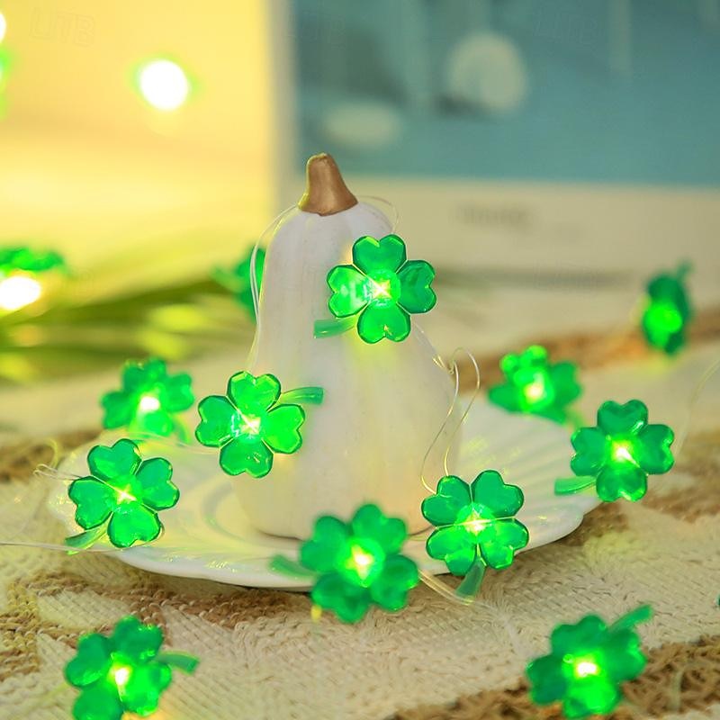 St. Patrick's Led Light String Irish Carnival Green Hat Four-Leaf Clover Decorative Light String2