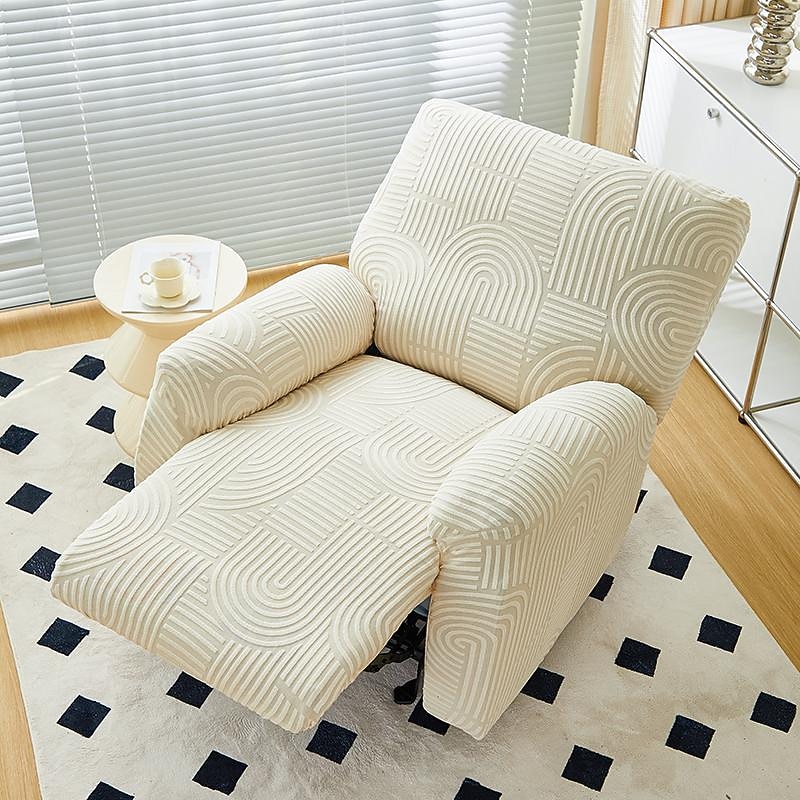 Jacquard Recliner Covers Sofa Cover 4 Pcs Set Reclining Chair Cover,Spandex Stretch Furniture Protector Sofa Couch Cover Soft with Elastic Bottom4