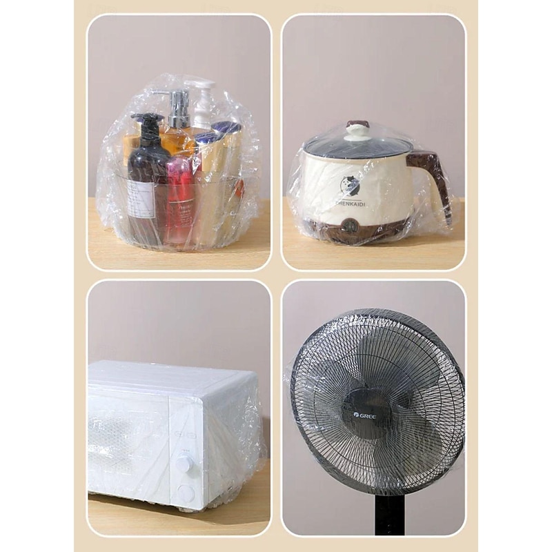 Thickened Transparent Dust Cover Universal Kitchen Rice Cooker Air Conditioner Household Appliances Transparent Film Cover Elastic Band Disposable Dust Cover3