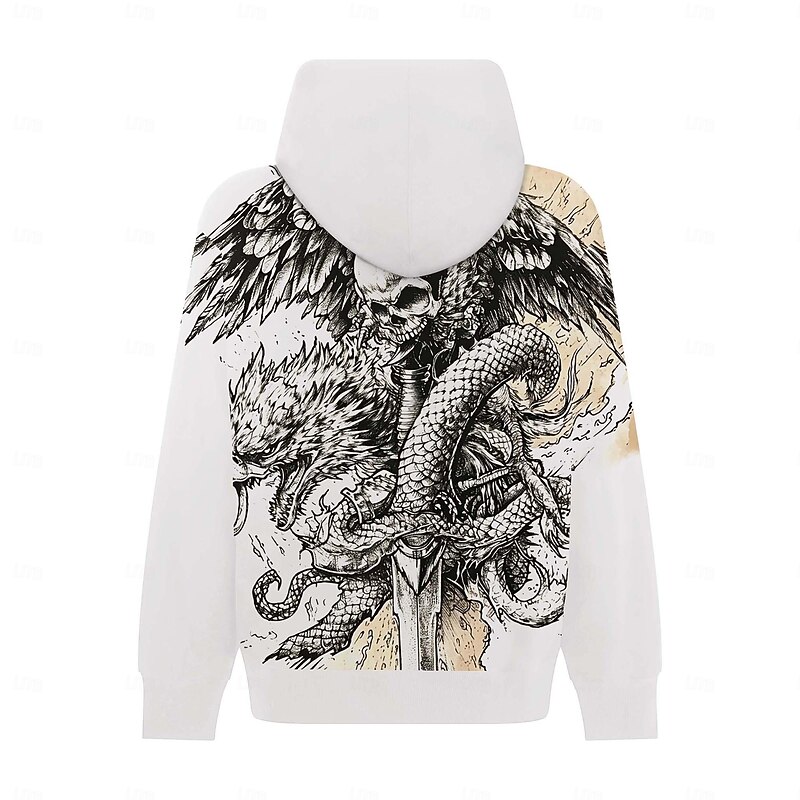 Men's Skeleton Snake Hoodie Hoodies Sweatshirt Punk Gothic Long Sleeve Hooded Party Holiday Streetwear White Khaki Print Front Pocket Spring &  Fall Designer - Main Image