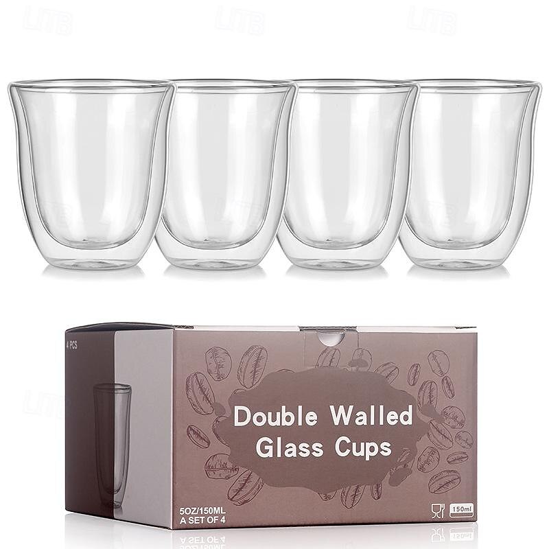150ml Clear Double Wall Glass Coffee Mugs Insulated Layer Cups Set for Bar Tea Milk Juice Water Espresso Shot Glass4