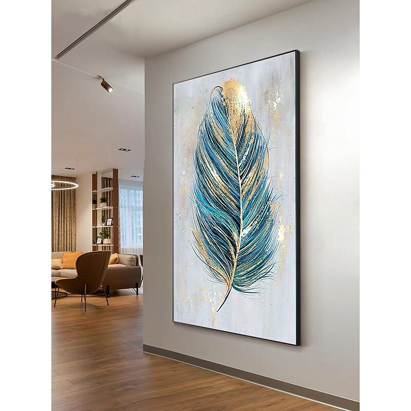 Abstract Gold Foil Feather Canvas Hand painted Oil Painting Modern Home Decor Nordic Living Room Bedroom Decoration Pictures Wall Decor No Frame2
