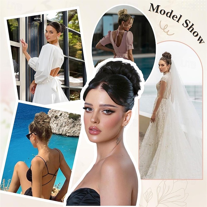 Messy Hair Bun Extensions Wavy Curly Claw Clip Messy Bun Hair Pieces Blonde Highlights Messy Bun Extension Clip in Claw Chignon Synthetic Hair Buns for Woman2