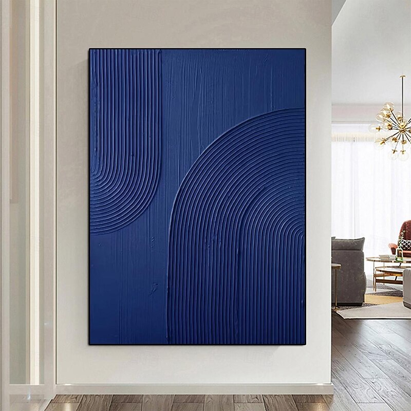 Hand painted  3D Wall Art blue minimalism texture painting handmade blue wall art blue textured oil painting Wall Art painting Large blue abstract knife painting ready to hang or canvas