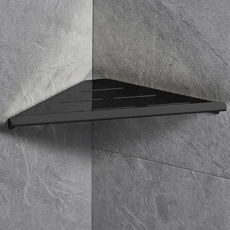 Shower Caddy 304 Stainless Steel Thickened Corner Shelf, Triangular Storage Rack, Bathroom Shelf with Brushed or Polished Finish, Wall-Mounted, Available in Matte Black Brushed Gold2