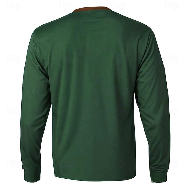 St.Patrick's Day st paddys Shamrock Men's Casual 3D Print Henley T Shirt Tee Casual Holiday T shirt Black Blue Green Long Sleeve Henley Shirt Spring & Fall Clothing Apparel S M XL XXL 3XL2