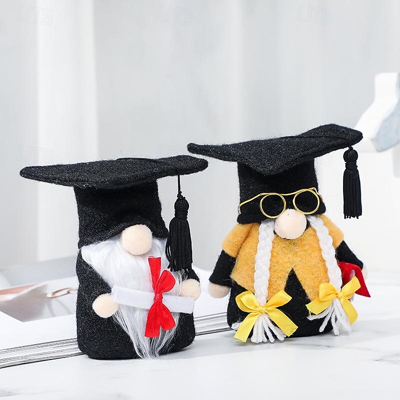 Graduation Gift Gnome Figurine, Cute Faceless Doll with Black Doctoral Cap, Plush Toy, Holiday Gift & Decoration4
