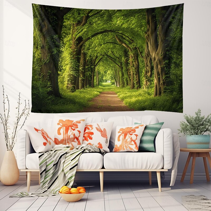 Forest Trees Landscape Hanging Tapestry Wall Art Large Tapestry Mural Decor Photograph Backdrop Blanket Curtain Home Bedroom Living Room Decoration2