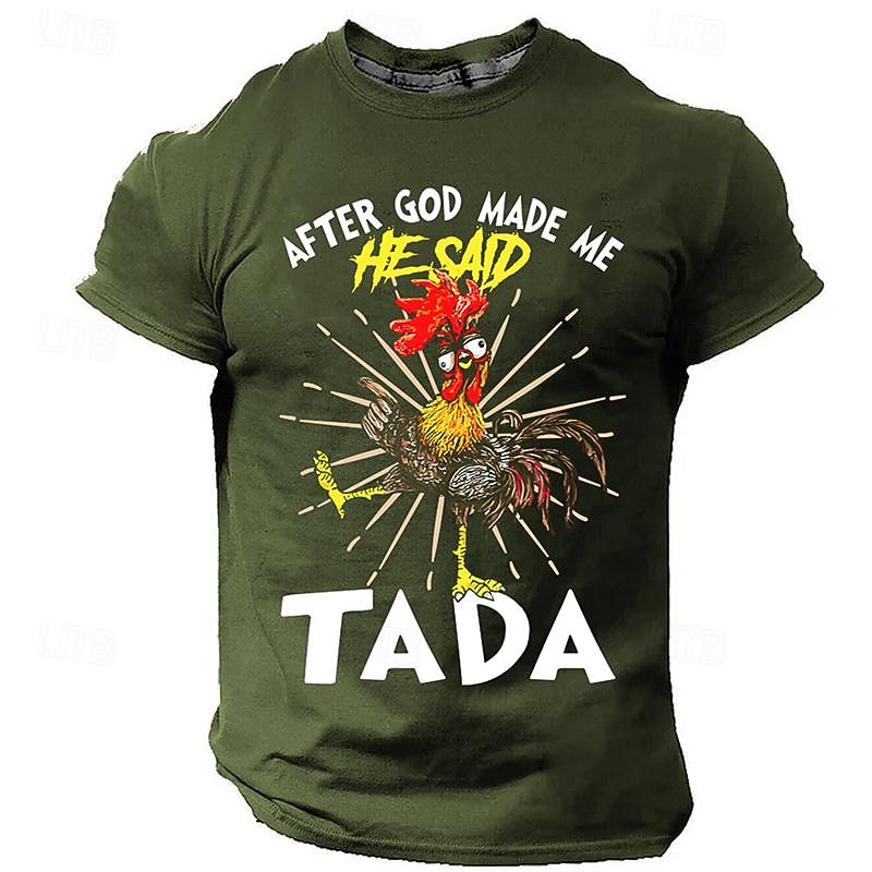 Men's Graphic Rooster T Shirt Short Sleeve T shirt 3D Print Crew Neck Shirt Designer Casual Street Style Sports Outdoor Holiday Going out Black Purple Army Green Spring & Summer Clothing Apparel S M3