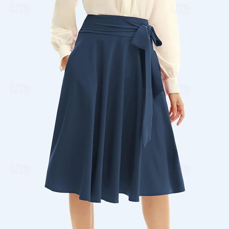 Women's High Waist A-Line Skirt Skater Flared Midi Skirt 1950s Retro Vintage Casual Daily Tea Party3