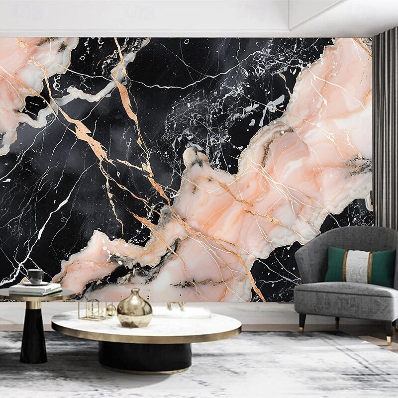 Cool Wallpapers Abstract Pink Black 3D Wallpaper Wall Mural Marble Roll Sticker Peel and Stick Removable PVC/Vinyl Material Self Adhesive/Adhesive Required Wall Decor for Living Room Kitchen Bathroom2