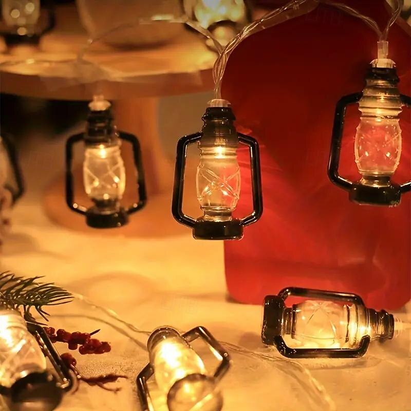 10/20LEDs 1.5/3m Lantern String Lights Kerosene Bottle LED String Lamp Retro Lantern Home Party Holiday Eid Mubarak Garden Decoration String Lamp3