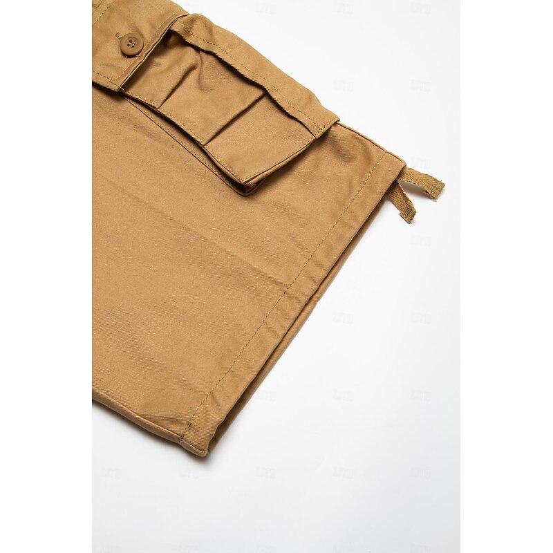 Men's Cargo Shorts Shorts Hiking Shorts Leg Drawstring Multi Pocket Plain Wearable Knee Length Casual Daily Holiday Sports Fashion Army Yellow Grass Green3