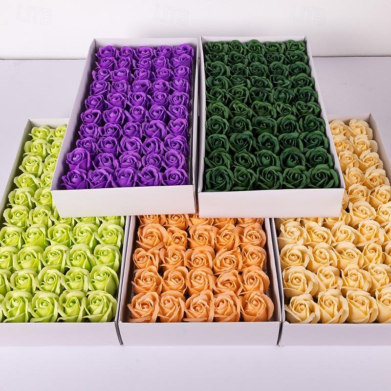 11 flowers  Soap Flower Head Soap Flower Rose With Base Simulation Flower Water Flower Vietnam Goddess Festival3