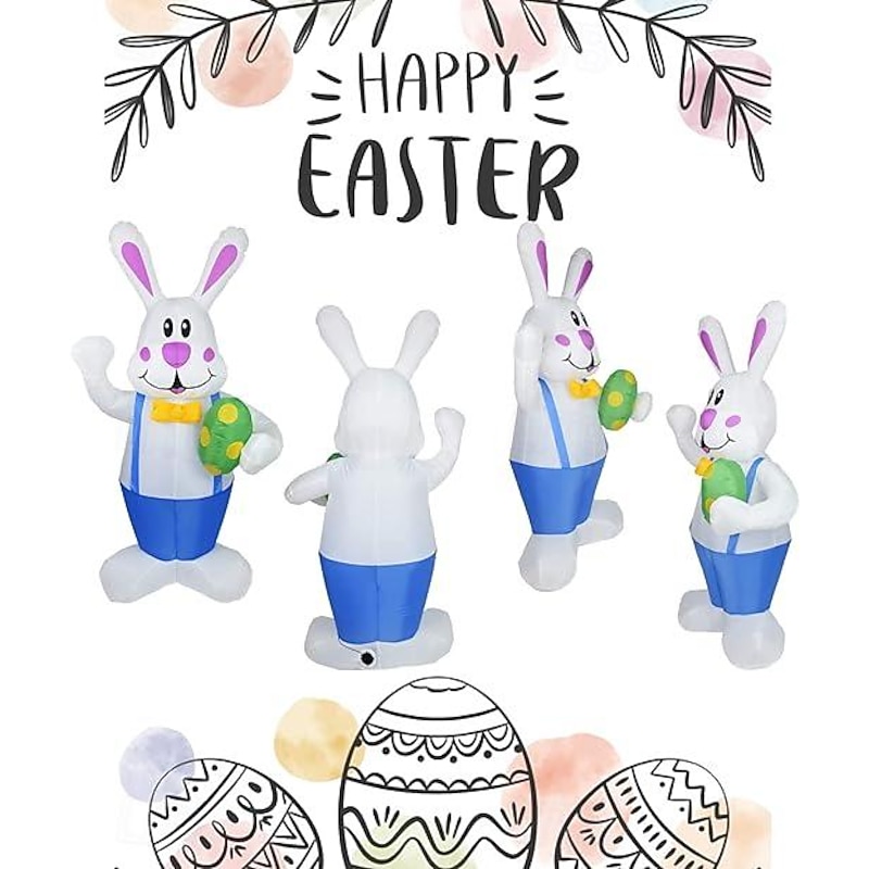 Cartoon Inflatable Model 1.9m Easter Inflatable Bunny Led Lights Holiday Venue Decoration2