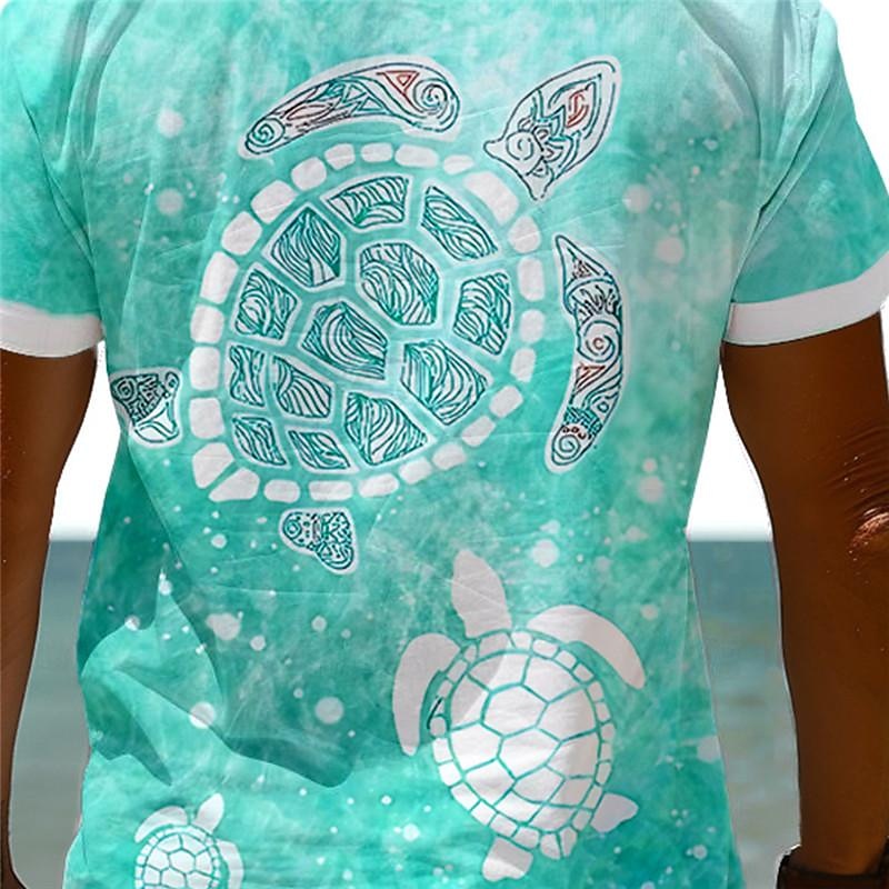 Men's Tropical Turtles Shirt Summer Hawaiian Shirt Aloha Shirt Short Sleeve Shirt Turndown Vacation Hawaiian Outdoor Vacation Hawaiian Blue Orange Green S M L3