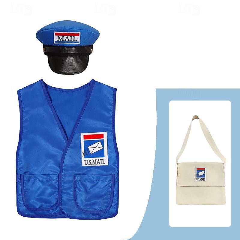 Boys Girls' Postman Cosplay Costume Outfits For Masquerade Cosplay Kid's Vest Hat2