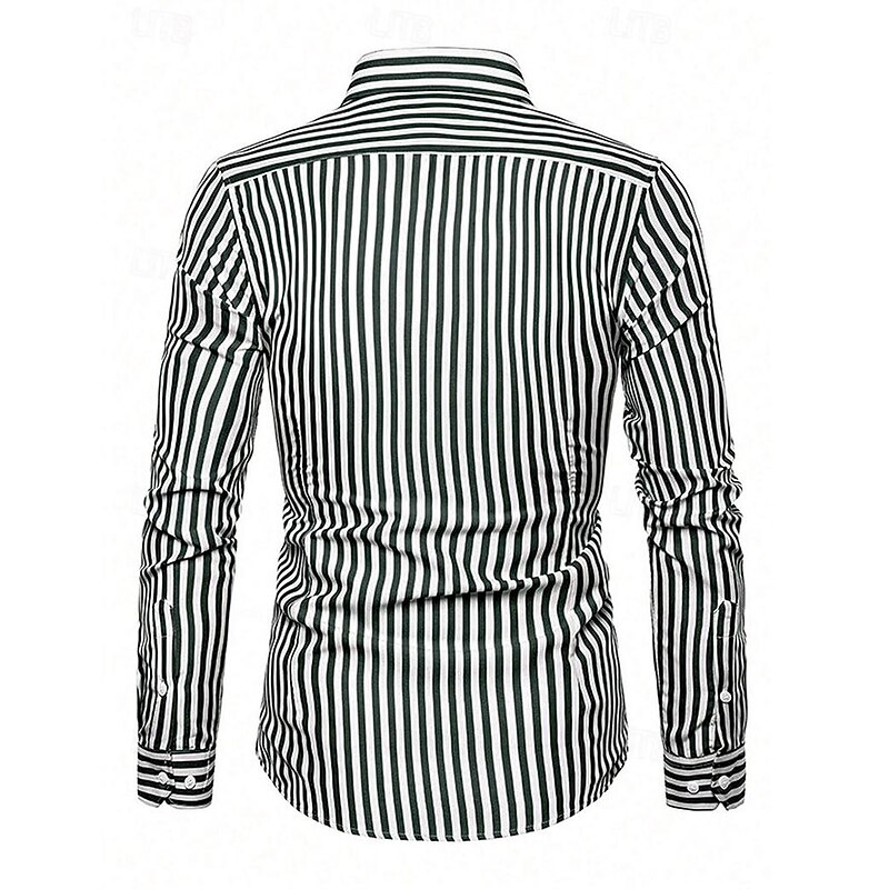 Men's Shirt Summer Shirt Button Up Shirt Casual Shirt Black Red Blue Long Sleeve Stripes Lapel Daily Vacation Clothing Apparel Casual Comfortable Smart Casual3