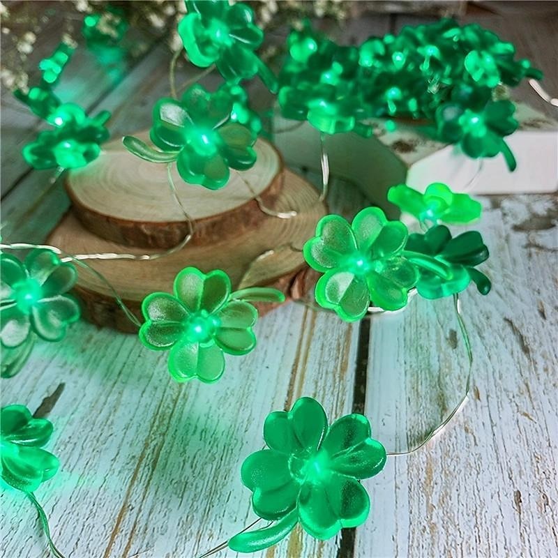 Elegant Wedding Party Reception St. Patrick's Day Shamrock String Lights – 20LED Battery Operated Green Fairy Lights for Irish Party Decor2