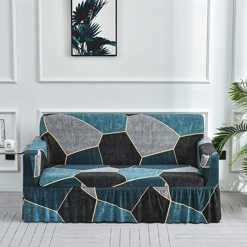 Floral Printed Sofa Cover Stretch Slipcovers with Skirt,Soft Durable Couch Cover 1 Piece Spandex Fabric Washable Furniture Protector fit Armchair Seat/Loveseat/Sofa/XL Sofa/L Shape Sofa 14